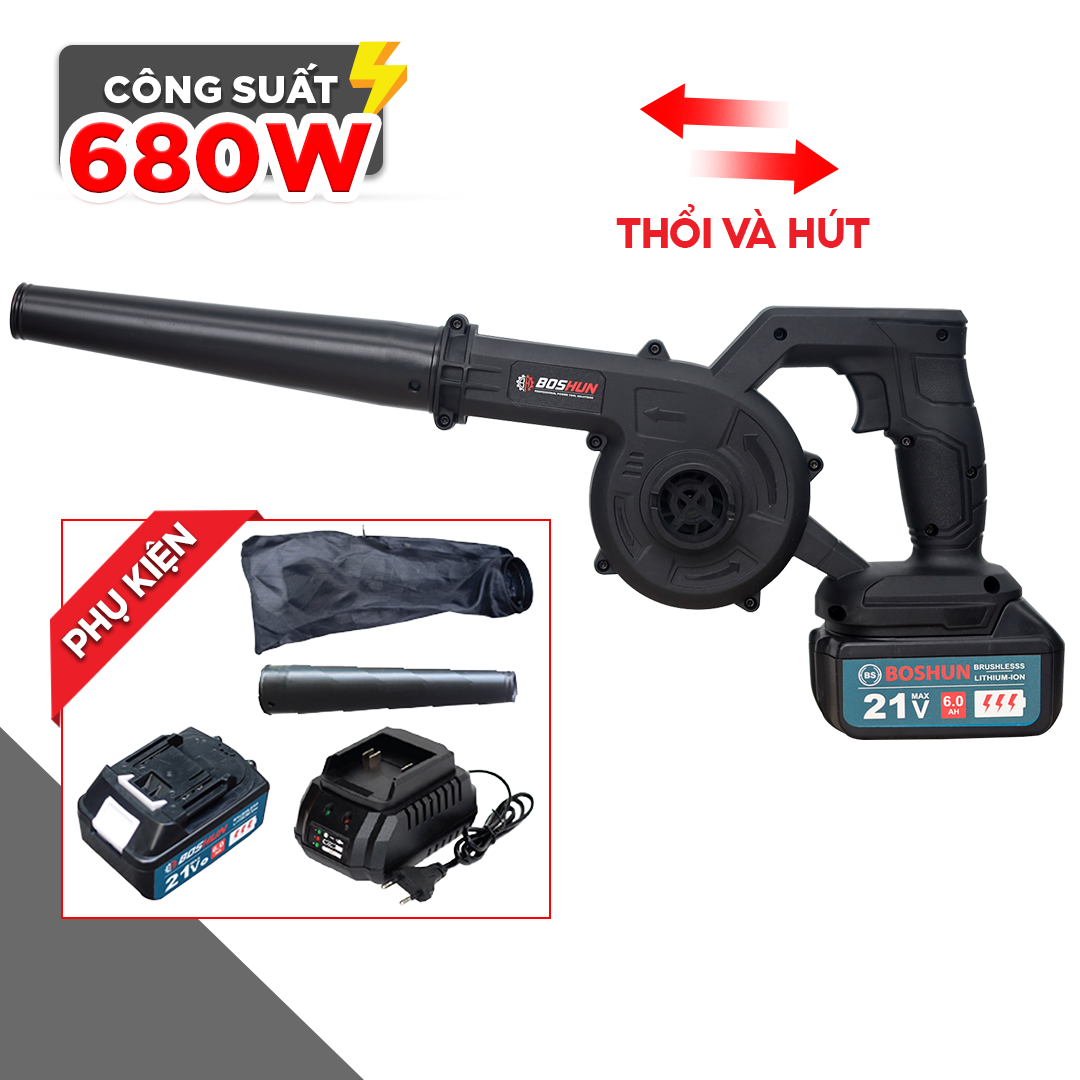 Máy thổi bụi, hút bụi boshun RB680W chân pin phổ thông, tốc độ gió cực mạnh