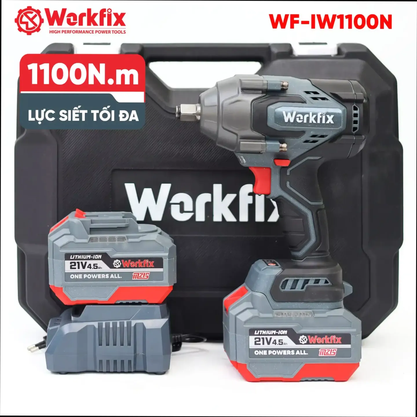 Máy Siết Bulong Workfix WF-IW1100N, lực siết khủng 1100N, mở vặn ốc xe tải, ô tô, xe máy