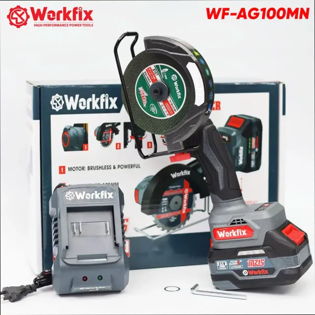 Máy cắt mài mini đa năng Workfix WF-AG100MN, 5 chế độ thông minh, đảo chiều, tốc độ tối đa 13.000v/p