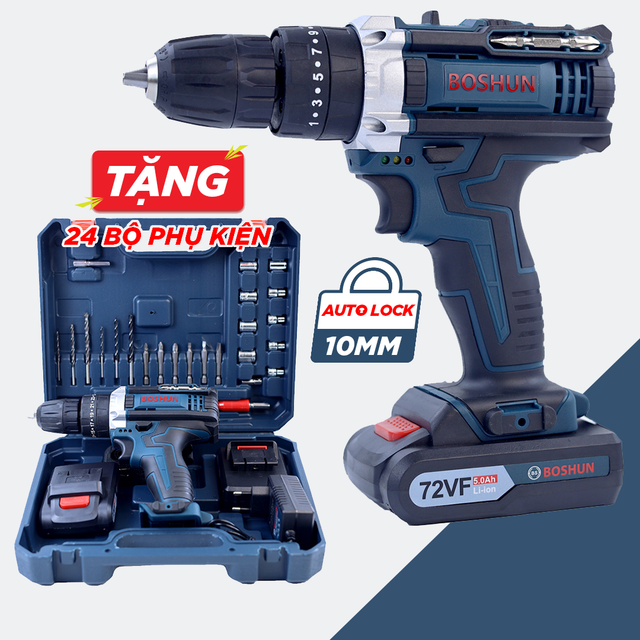 Máy khoan pin 3 chức năng Boshun 72V BS-7210MB