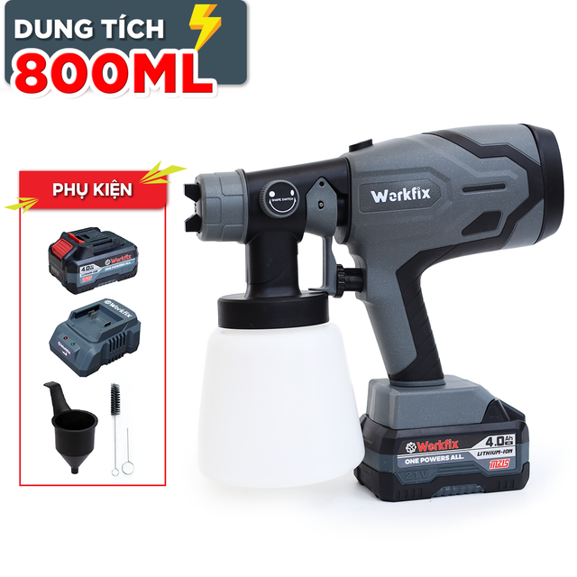 Máy phun sơn Workfix SG800ML, đầu béc 2.5mm, dung tích 800ml